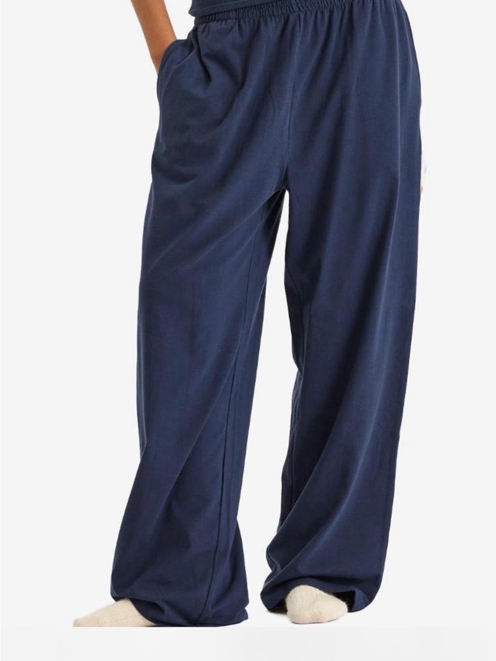 SKIMS Cotton Jersey Navy Wide-Leg Lounge Pants